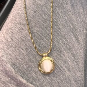 Lustrous Gold Moonstone Pendant Necklace